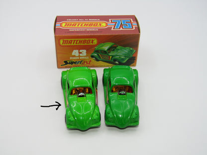Matchbox Superfast 43B Dragon Wheels LIGHT GREEN Body Gloss Black Base
