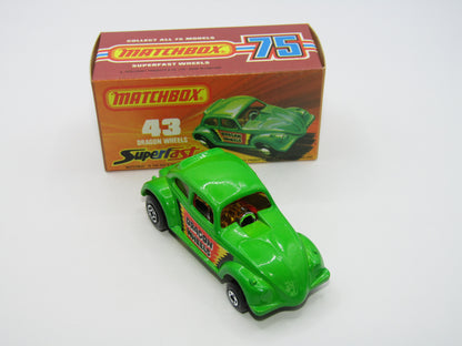 Matchbox Superfast 43B Dragon Wheels LIGHT GREEN Body Gloss Black Base