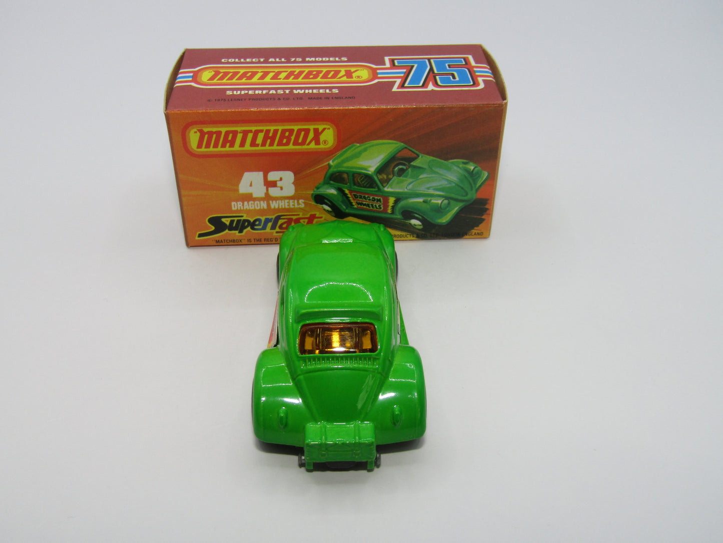 Matchbox Superfast 43B Dragon Wheels LIGHT GREEN Body Gloss Black Base