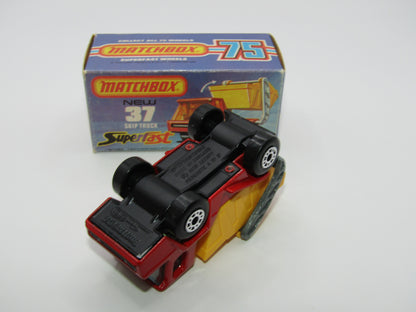 Matchbox Superfast No 37C Skip Truck Light Red BLUE TINTED Windows