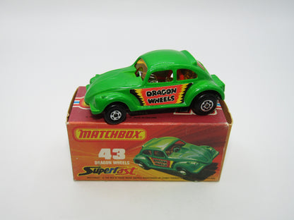 Matchbox Superfast 43B Dragon Wheels Dark Green Gloss Black Base