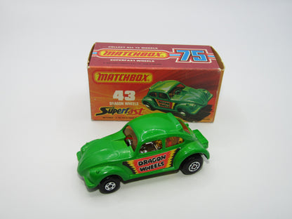 Matchbox Superfast 43B Dragon Wheels Dark Green Gloss Black Base