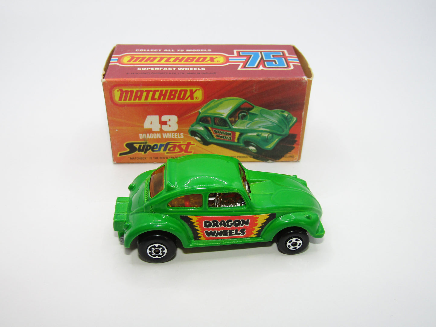 Matchbox Superfast 43B Dragon Wheels Dark Green Gloss Black Base