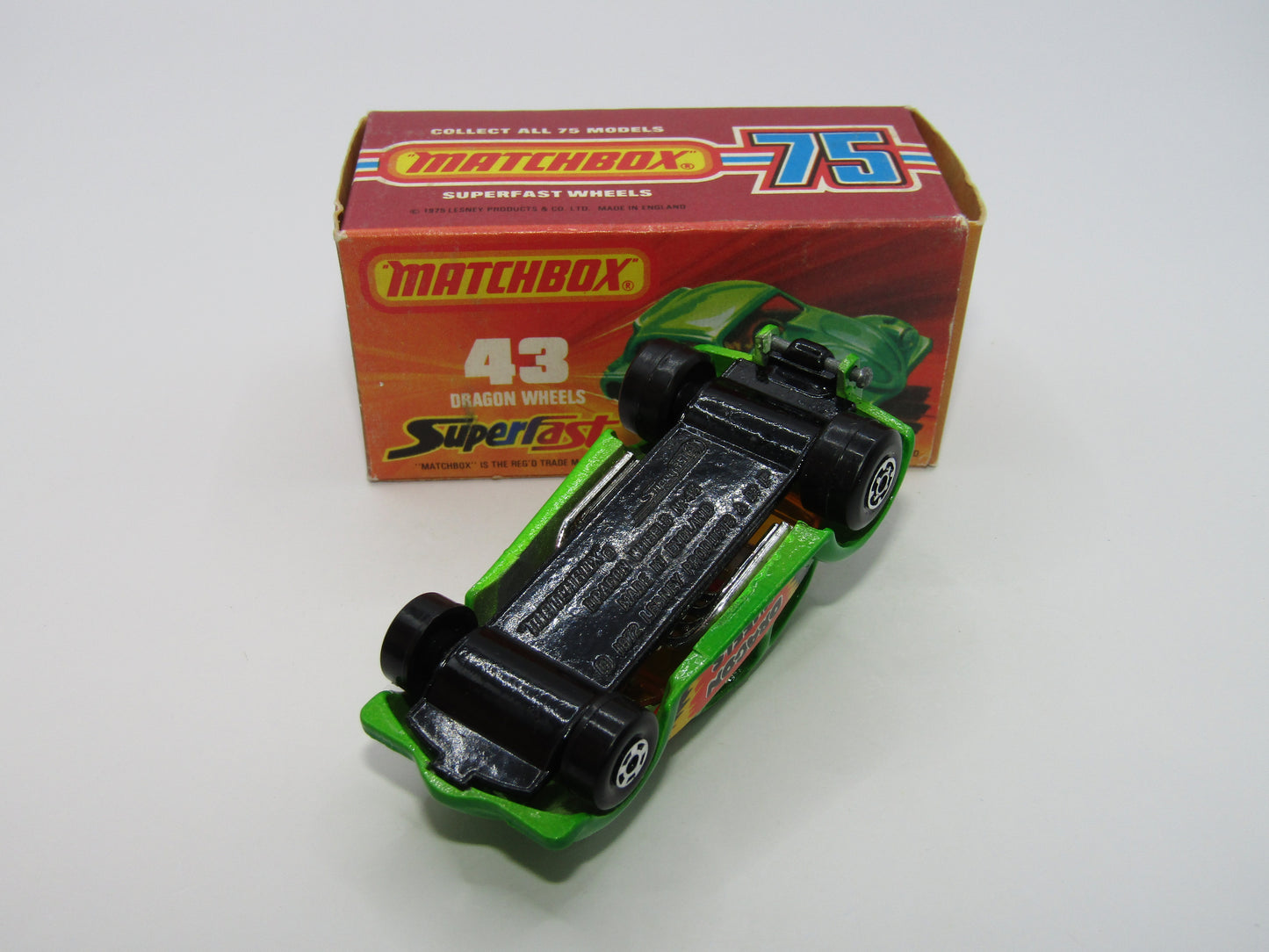 Matchbox Superfast 43B Dragon Wheels Dark Green Gloss Black Base