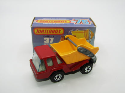 Matchbox Superfast No 37C Skip Truck DARK Red BLUE TINTED Windows