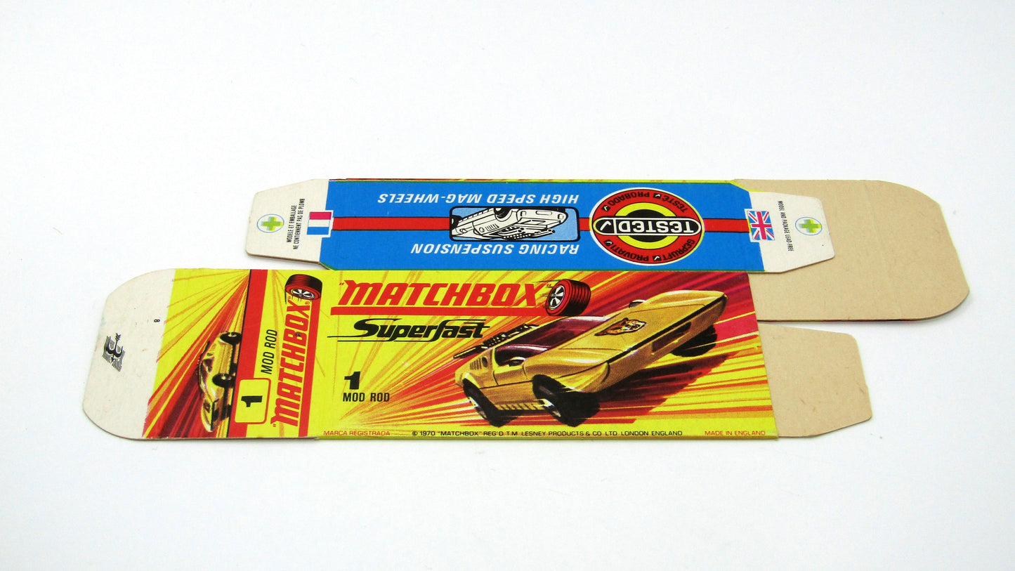 Matchbox Superfast 1B Mod Rod Empty Original Box - Factory Unfolded