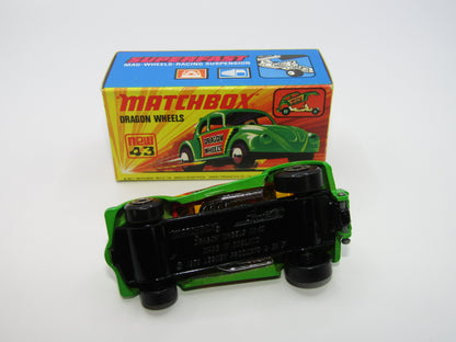 Matchbox Superfast 43B Dragon Wheels MATT GREEN Body DOT DASH Wheels