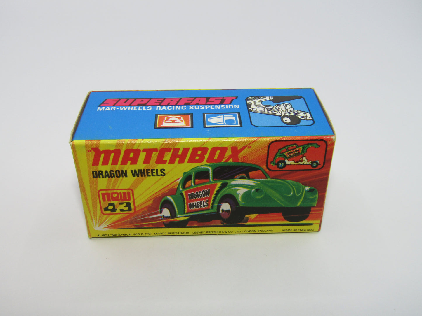 Matchbox Superfast 43B Dragon Wheels MATT GREEN Body DOT DASH Wheels