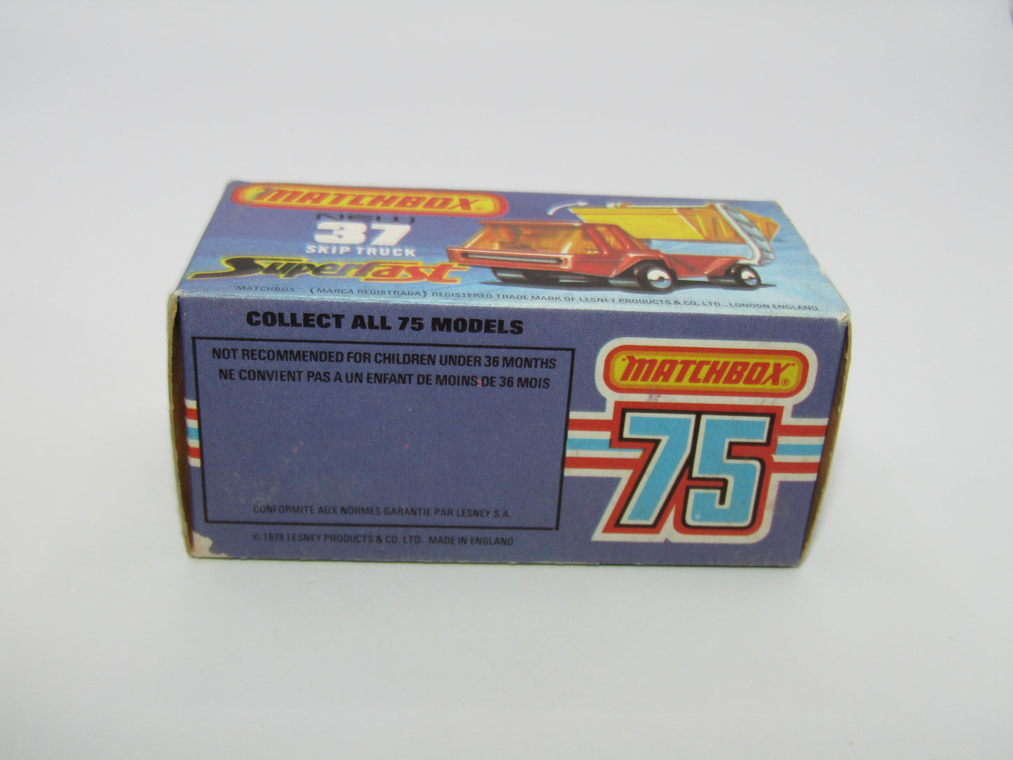 Matchbox Superfast No 37C Skip Truck DARK Red BLUE TINTED Windows