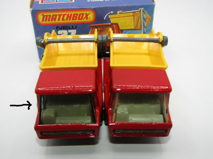 Matchbox Superfast No 37C Skip Truck SMOKE windows MET BROWN Base