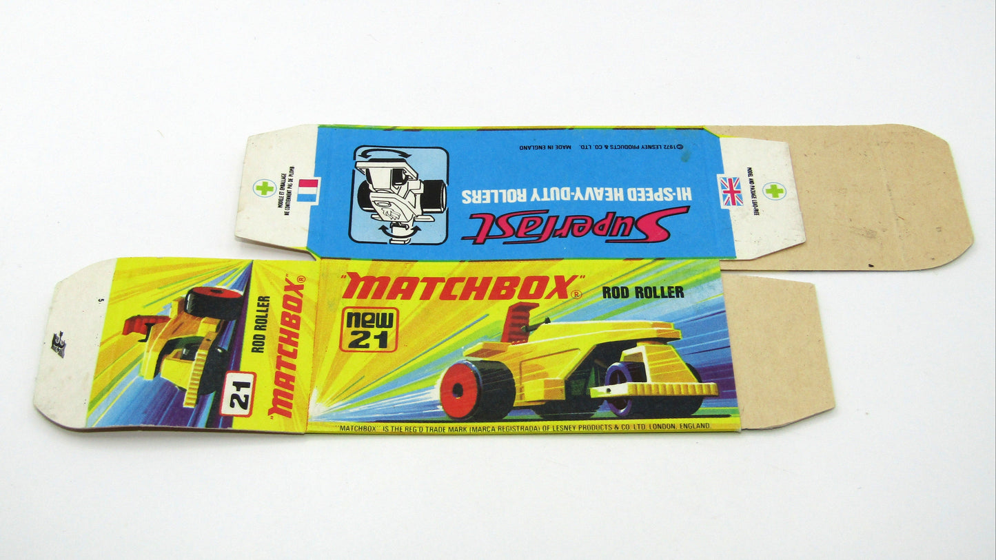 Matchbox Superfast 21B Rod Roller Empty Original Box - Factory Unfolded