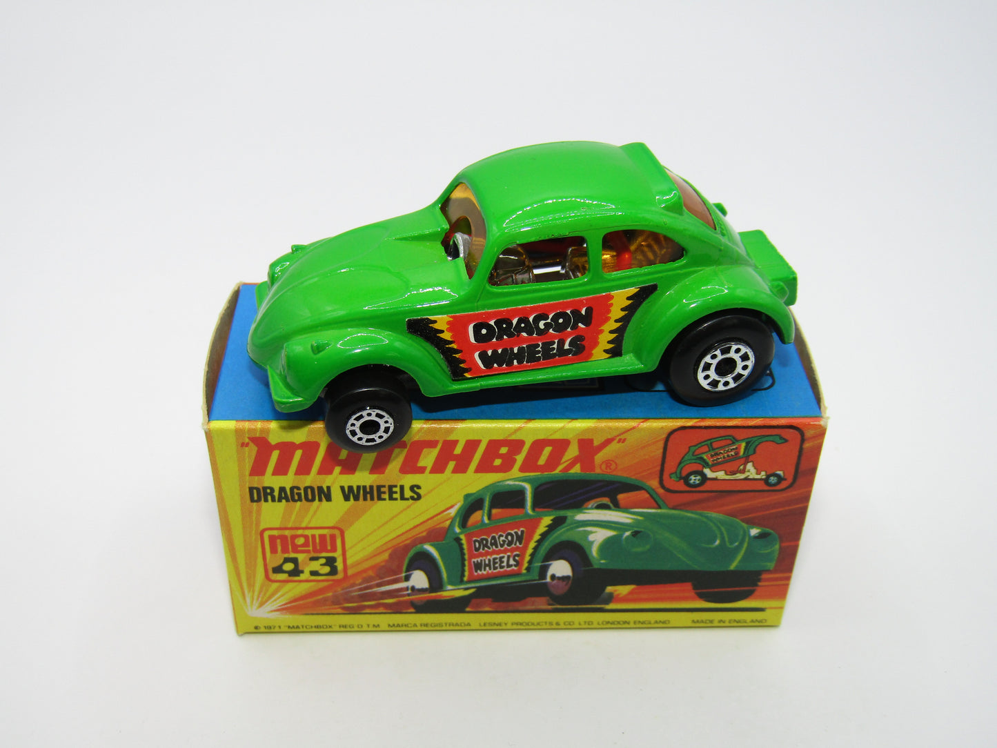 Matchbox Superfast 43B Dragon Wheels LIGHT GREEN Body DOT DASH Wheels