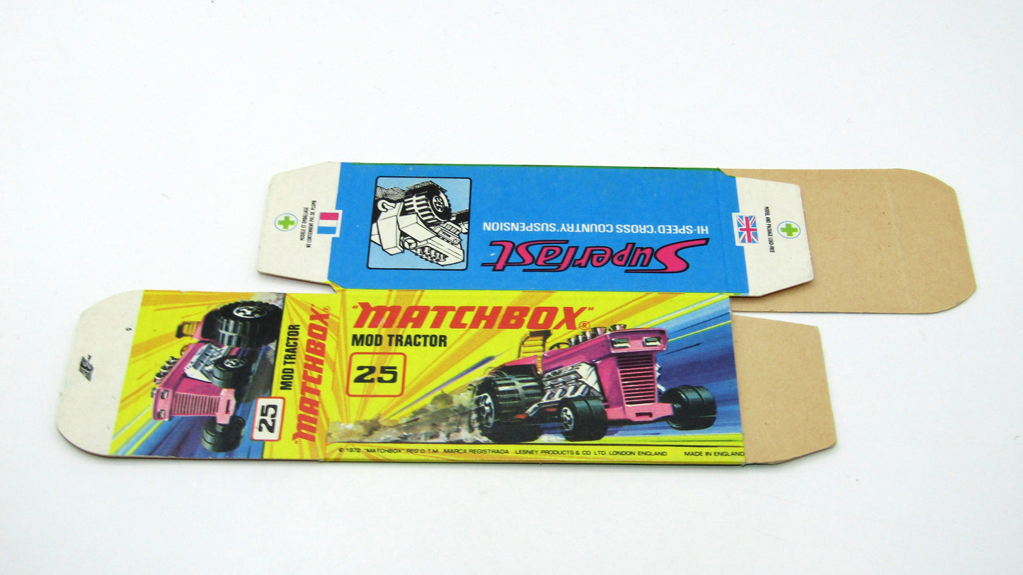 Matchbox Superfast 25B Mod Tractor Empty Original Box - Factory Unfolded