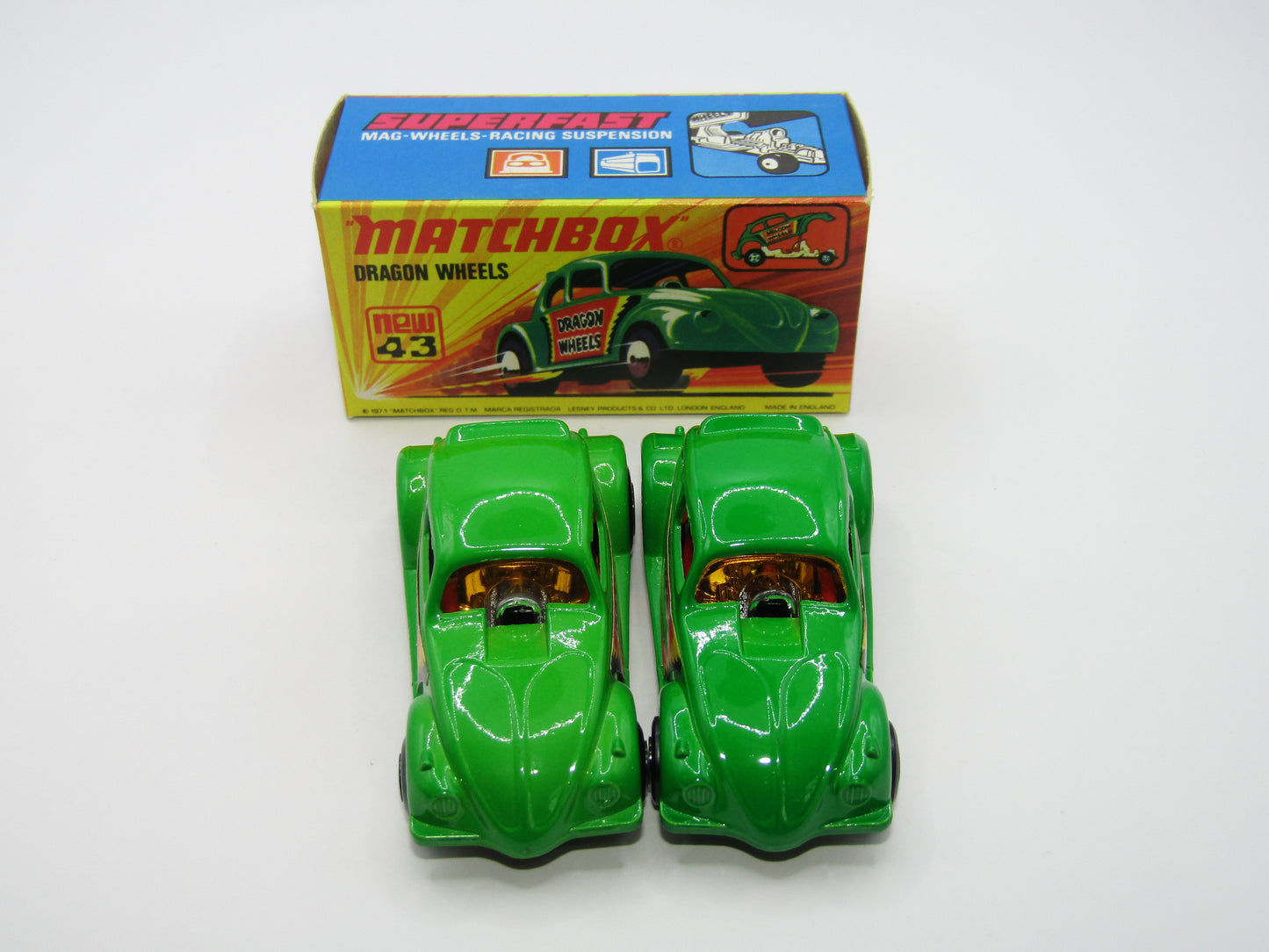 Matchbox Superfast 43B Dragon Wheels LIGHT GREEN Body DOT DASH Wheels