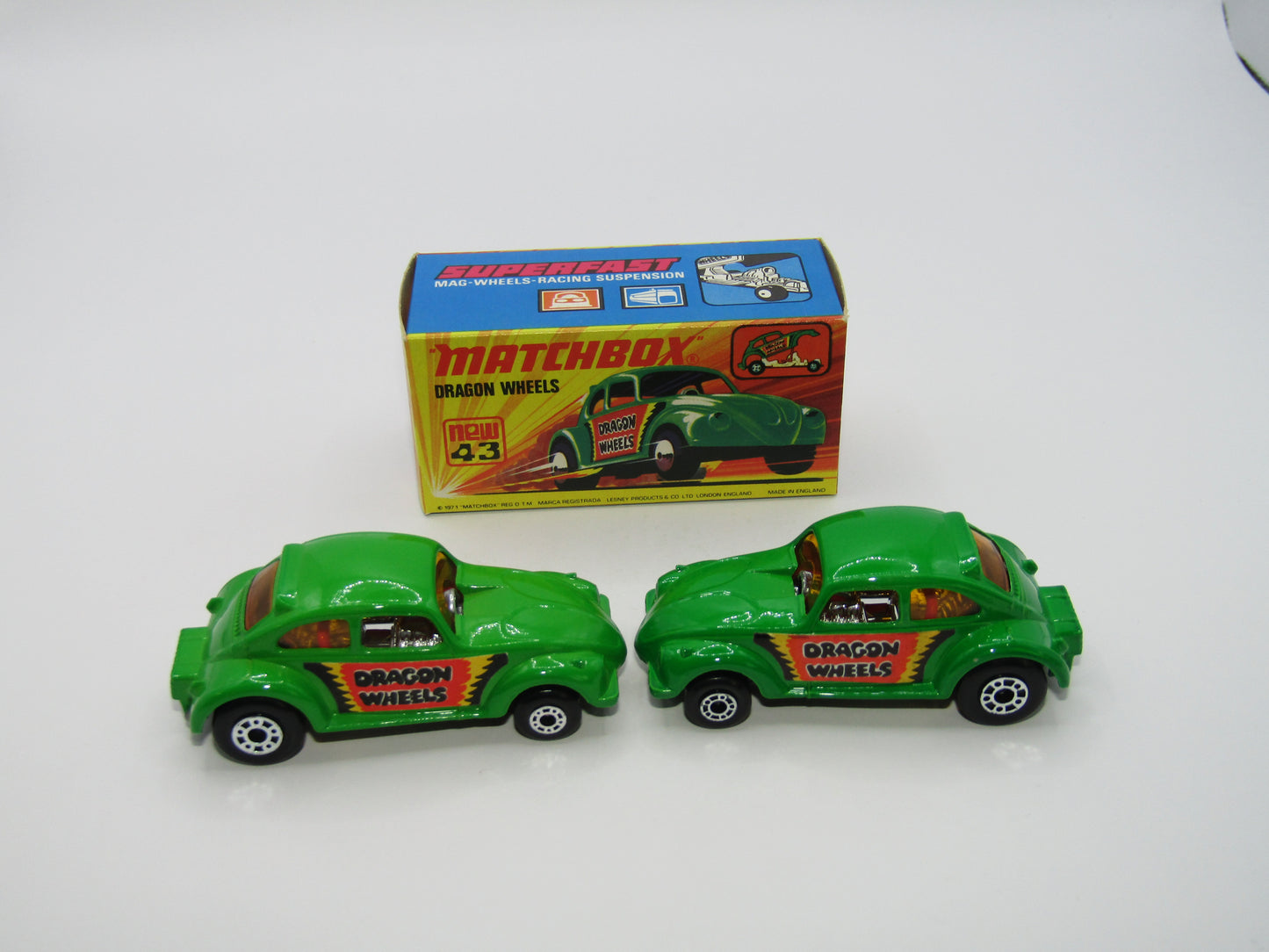 Matchbox Superfast 43B Dragon Wheels LIGHT GREEN Body DOT DASH Wheels