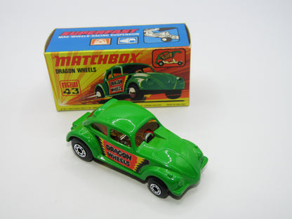 Matchbox Superfast 43B Dragon Wheels LIGHT GREEN Body DOT DASH Wheels