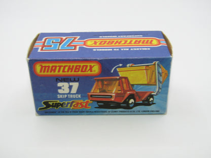 Matchbox Superfast No 37C Skip Truck SMOKE windows MET BROWN Base