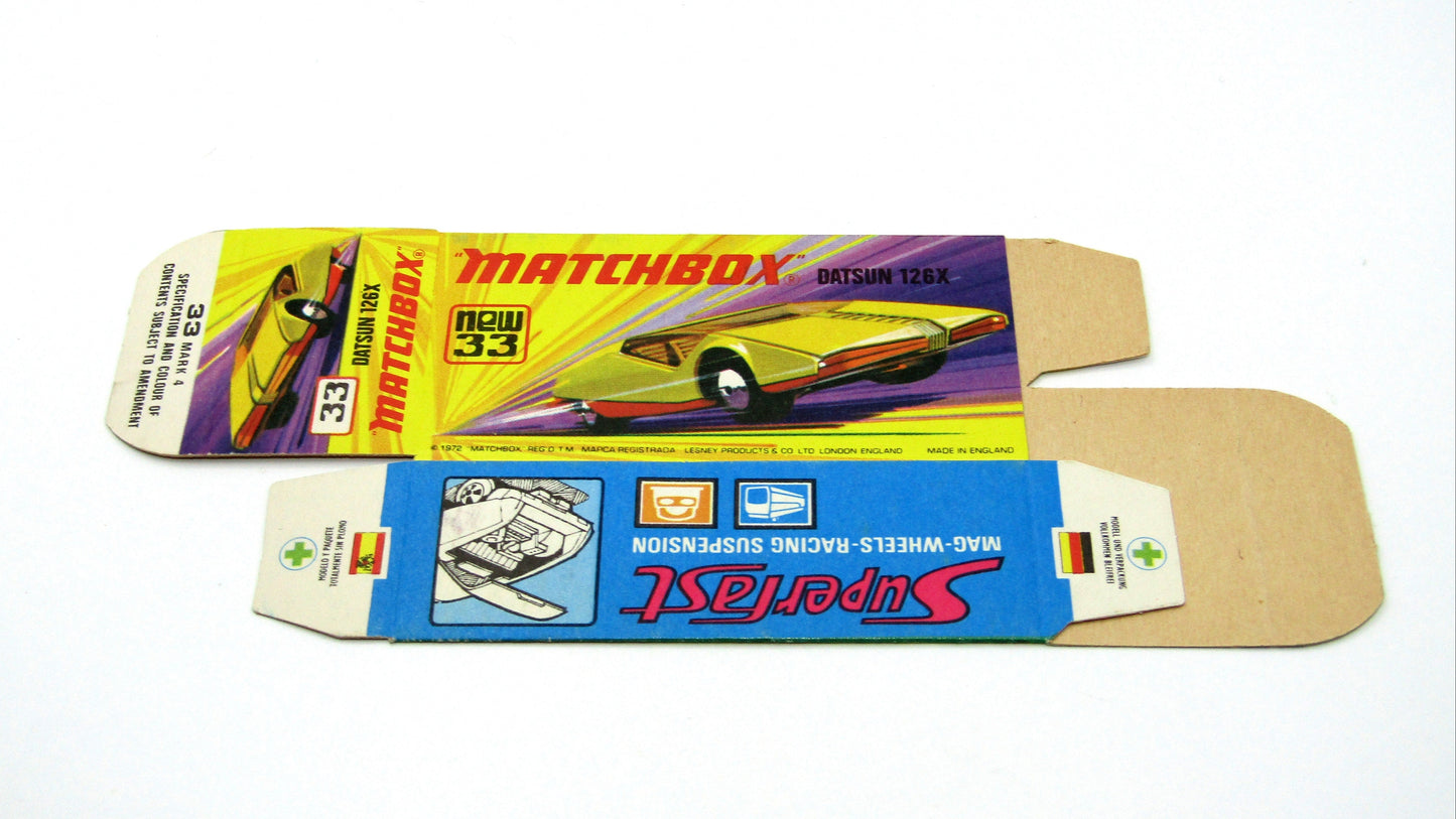 Matchbox Superfast 33 Datsun 126X Empty Original Box - Factory Unfolded