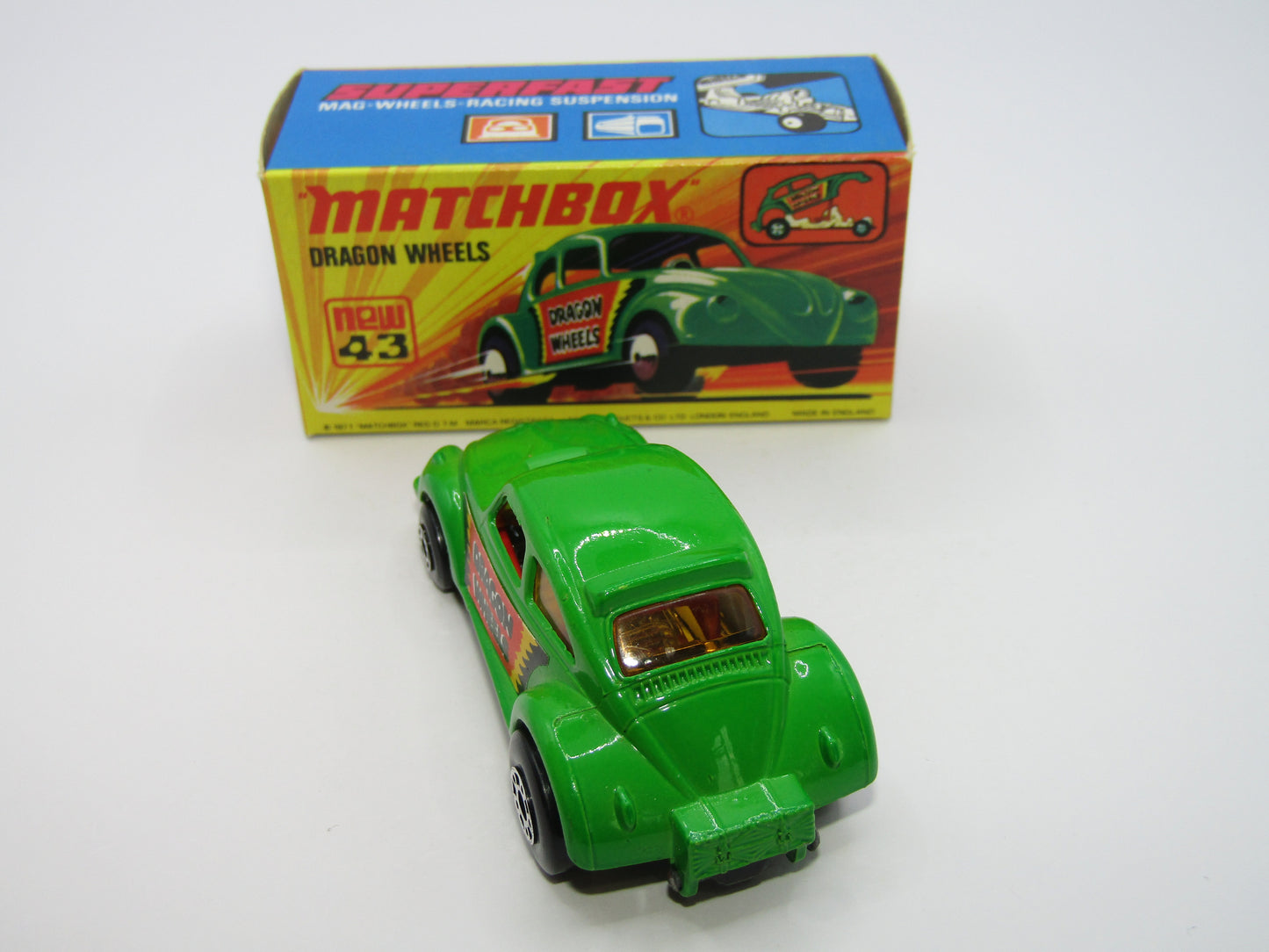 Matchbox Superfast 43B Dragon Wheels LIGHT GREEN Body DOT DASH Wheels