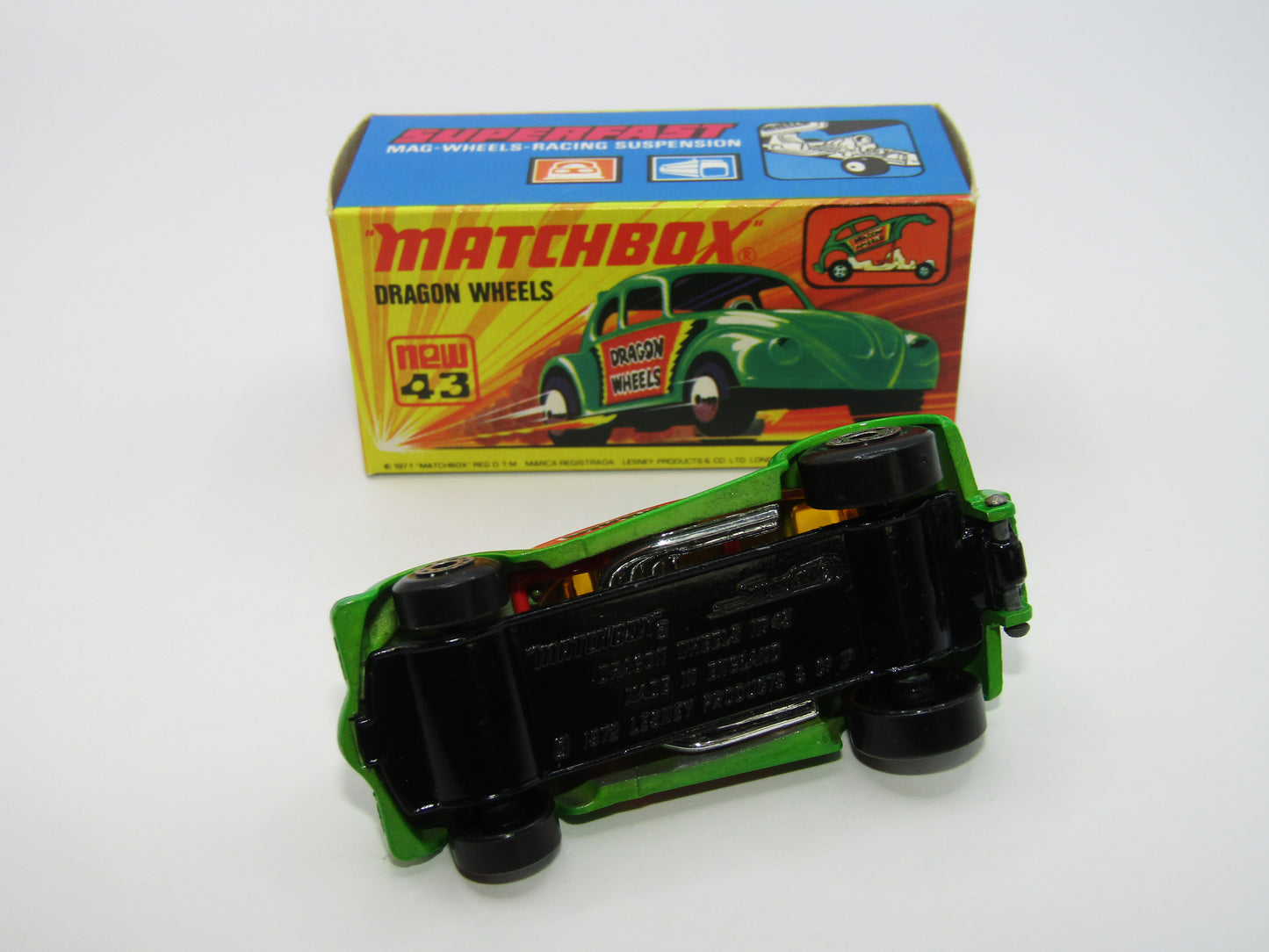 Matchbox Superfast 43B Dragon Wheels LIGHT GREEN Body DOT DASH Wheels