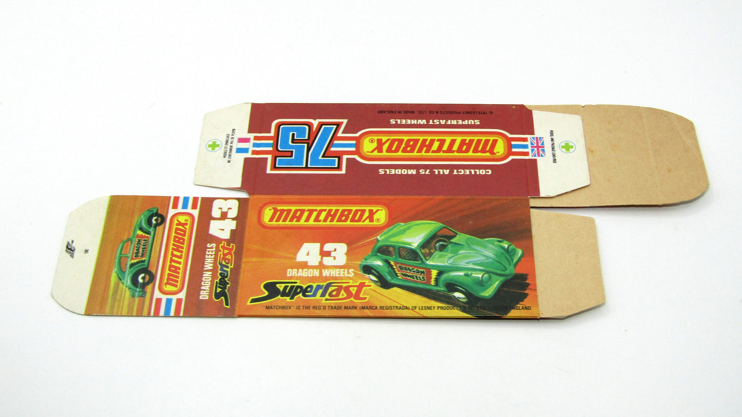 Matchbox Superfast Dragon Wheels Empty Original Box - Factory Unfolded