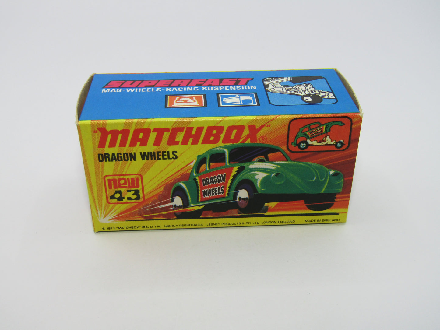 Matchbox Superfast 43B Dragon Wheels LIGHT GREEN Body DOT DASH Wheels