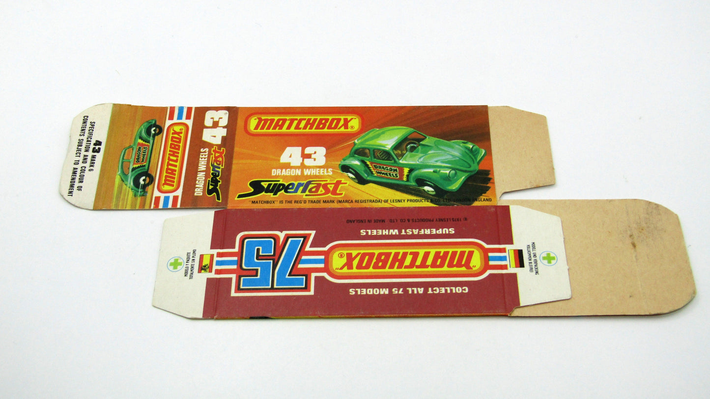 Matchbox Superfast Dragon Wheels Empty Original Box - Factory Unfolded