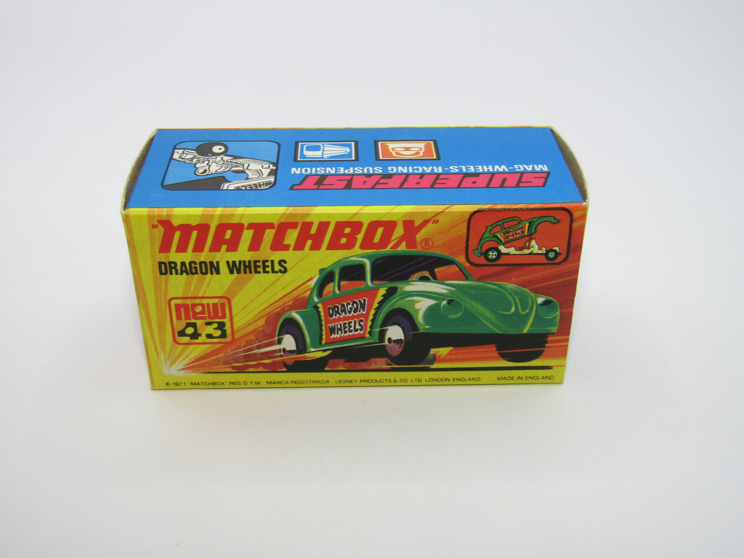 Matchbox Superfast 43B Dragon Wheels LIGHT GREEN Body DOT DASH Wheels
