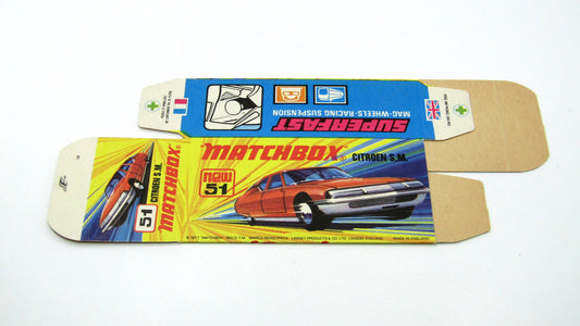 Matchbox Superfast 51 Citroen SM Empty Original Box - Factory Unfolded