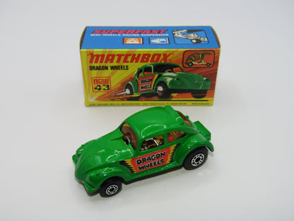 Matchbox Superfast 43B Dragon Wheels Dark Green Body DOT DASH Wheels