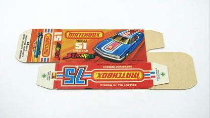 Matchbox Superfast 51B Citroen SM Streakers Empty Original Box - Factory Unfolded