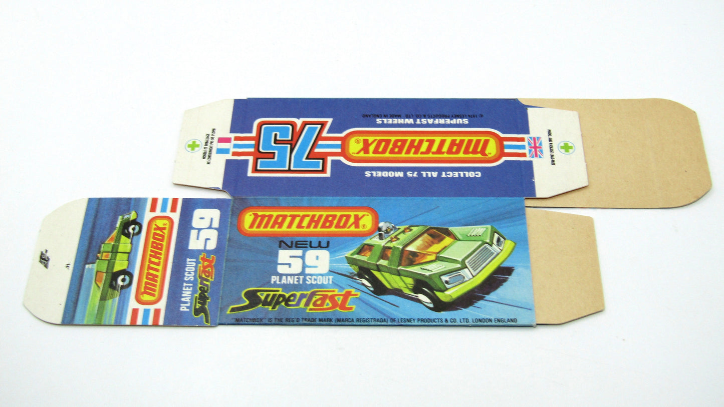 Matchbox Superfast 59C Planet Scout Empty Original Box - Factory Unfolded