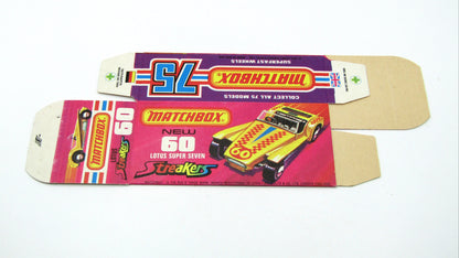Matchbox Superfast 60B Lotus Super Seven Streakers Empty Original Box - Factory Unfolded