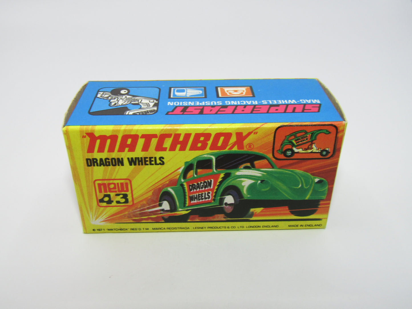 Matchbox Superfast 43B Dragon Wheels Dark Green Body DOT DASH Wheels