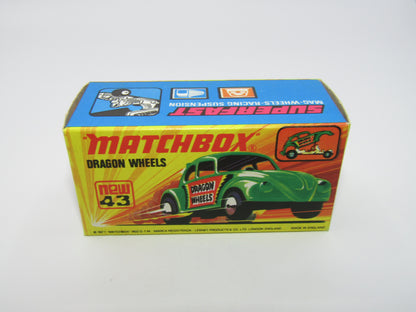 Matchbox Superfast 43B Dragon Wheels Dark Green Body DOT DASH Wheels