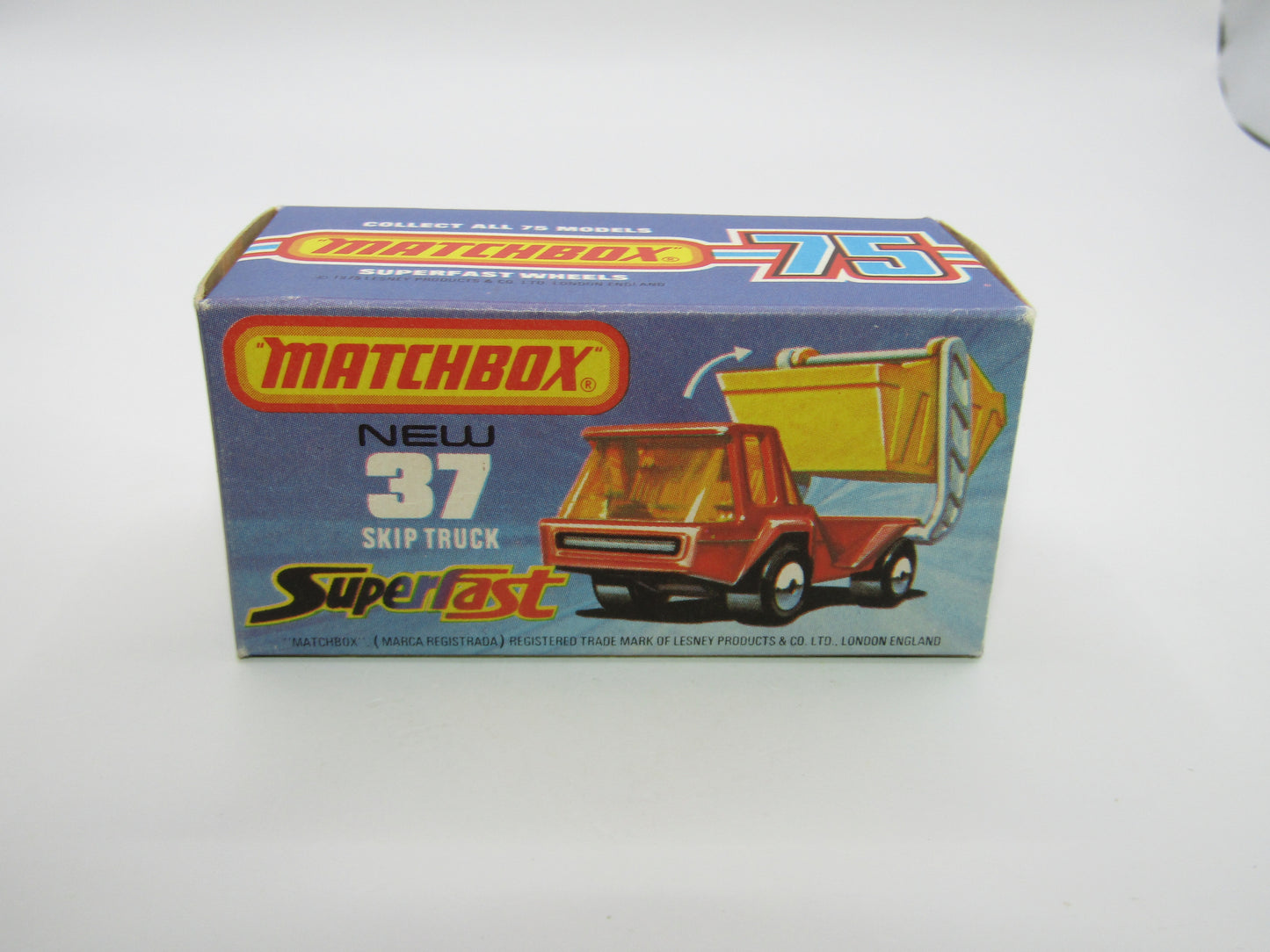 Matchbox Superfast No 37C Skip Truck AMBER Windows MET Brown Base