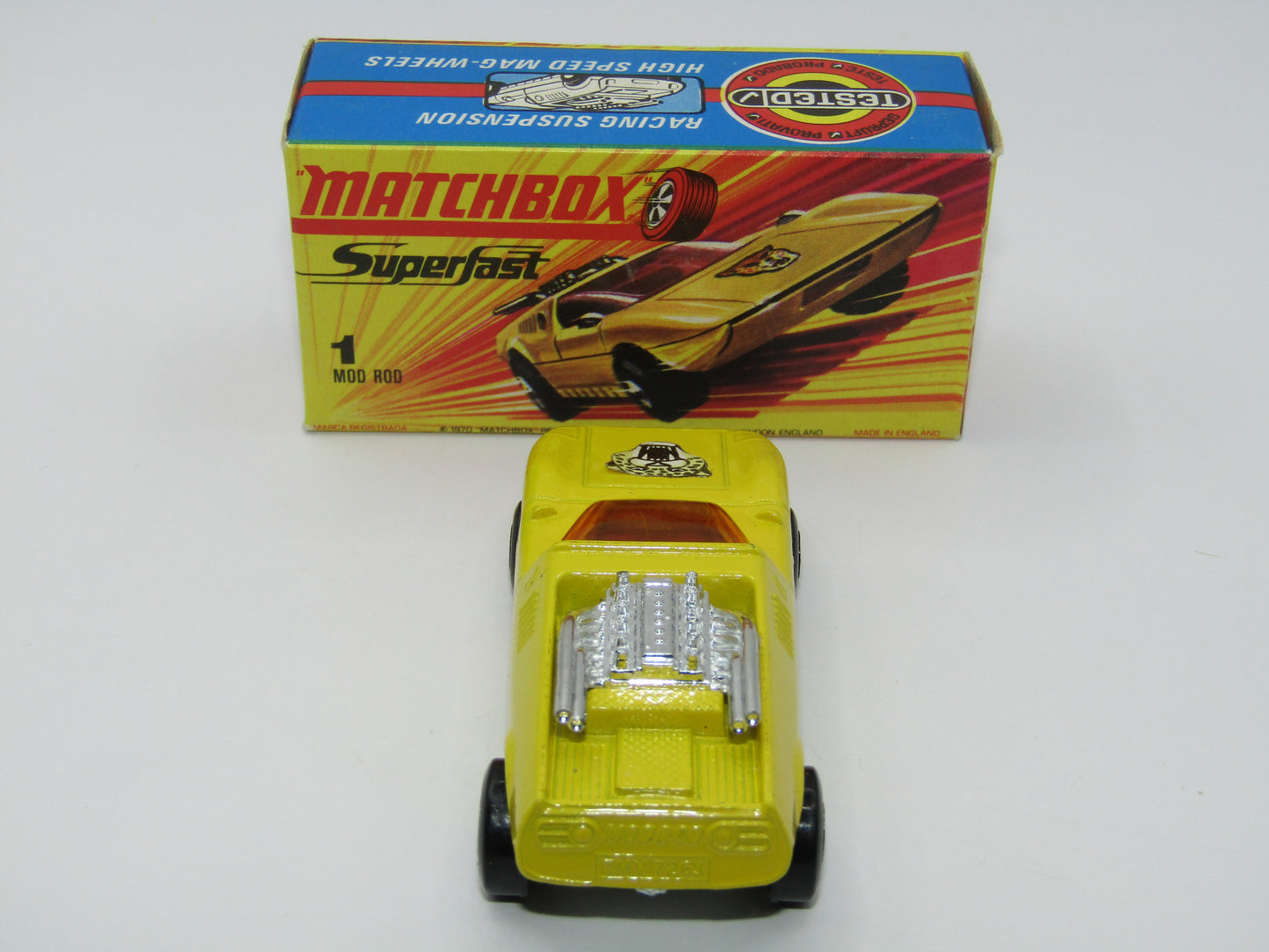Matchbox Superfast 1B Mod Rod LIGHT Spotted Cat Label