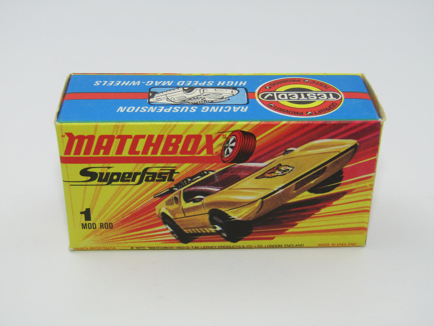 Matchbox Superfast 1B Mod Rod LIGHT Spotted Cat Label