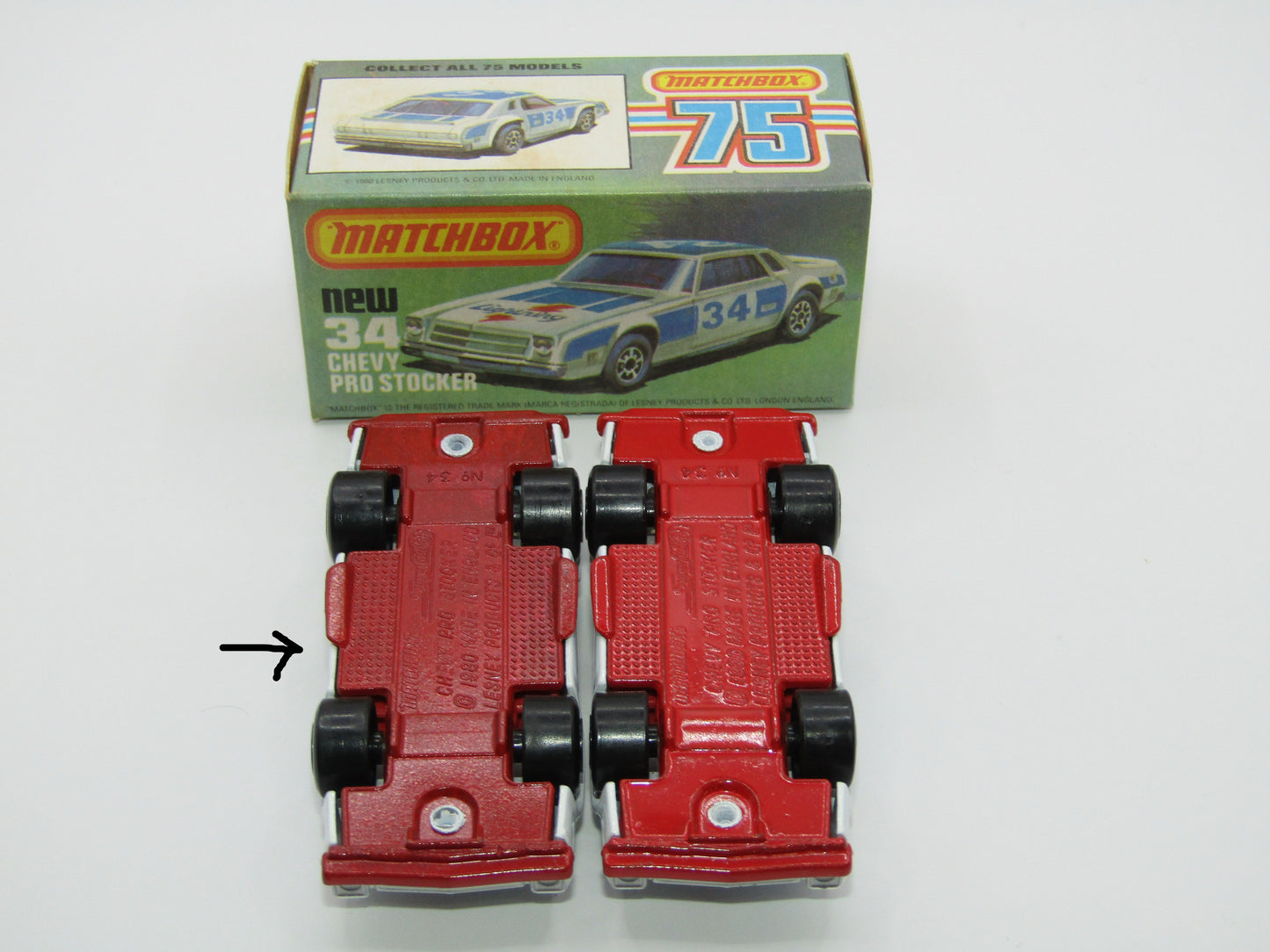 Matchbox Superfast 34C Chevy Pro-Stocker DARK RED Base