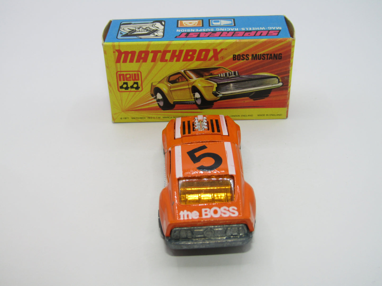 Matchbox Superfast 44B Boss Mustang Dark Orange 5 SPOKE FRONT Wheels