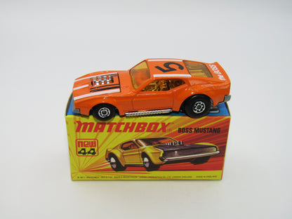 Matchbox Superfast 44B Boss Mustang Dark Orange Missing 1 Side Tampo