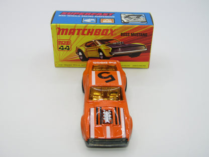 Matchbox Superfast 44B Boss Mustang Dark Orange Missing 1 Side Tampo