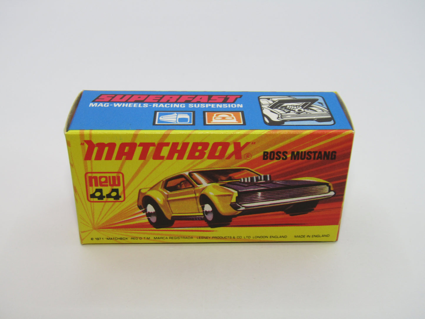 Matchbox Superfast 44B Boss Mustang Dark Orange Missing 1 Side Tampo