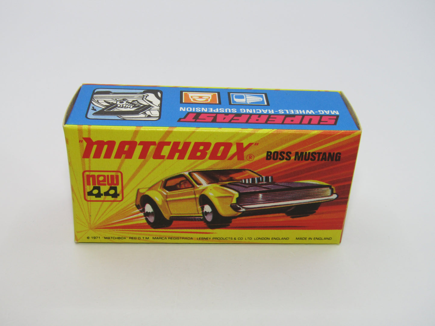 Matchbox Superfast 44B Boss Mustang Dark Orange Missing 1 Side Tampo