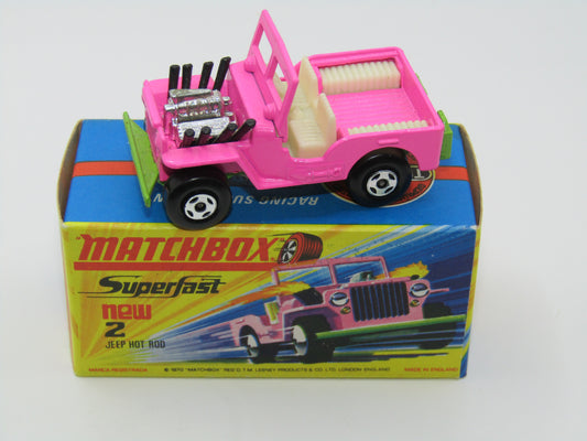Matchbox Superfast 2B Jeep Hot Rod IVORY Interior, Green Base