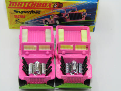 Matchbox Superfast 2B Jeep Hot Rod IVORY Interior, Green Base