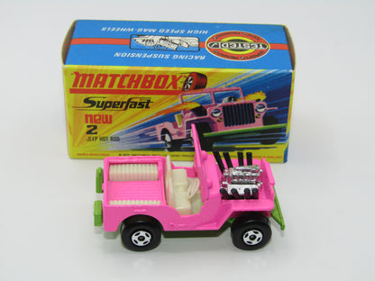 Matchbox Superfast 2B Jeep Hot Rod IVORY Interior, Green Base