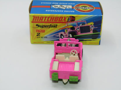 Matchbox Superfast 2B Jeep Hot Rod IVORY Interior, Green Base