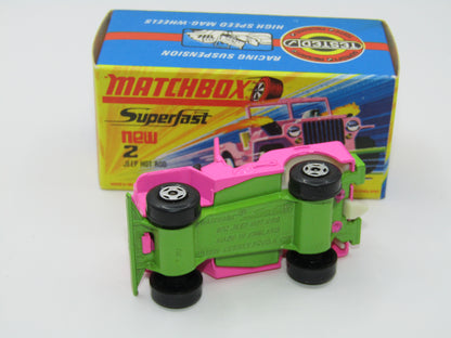 Matchbox Superfast 2B Jeep Hot Rod IVORY Interior, Green Base