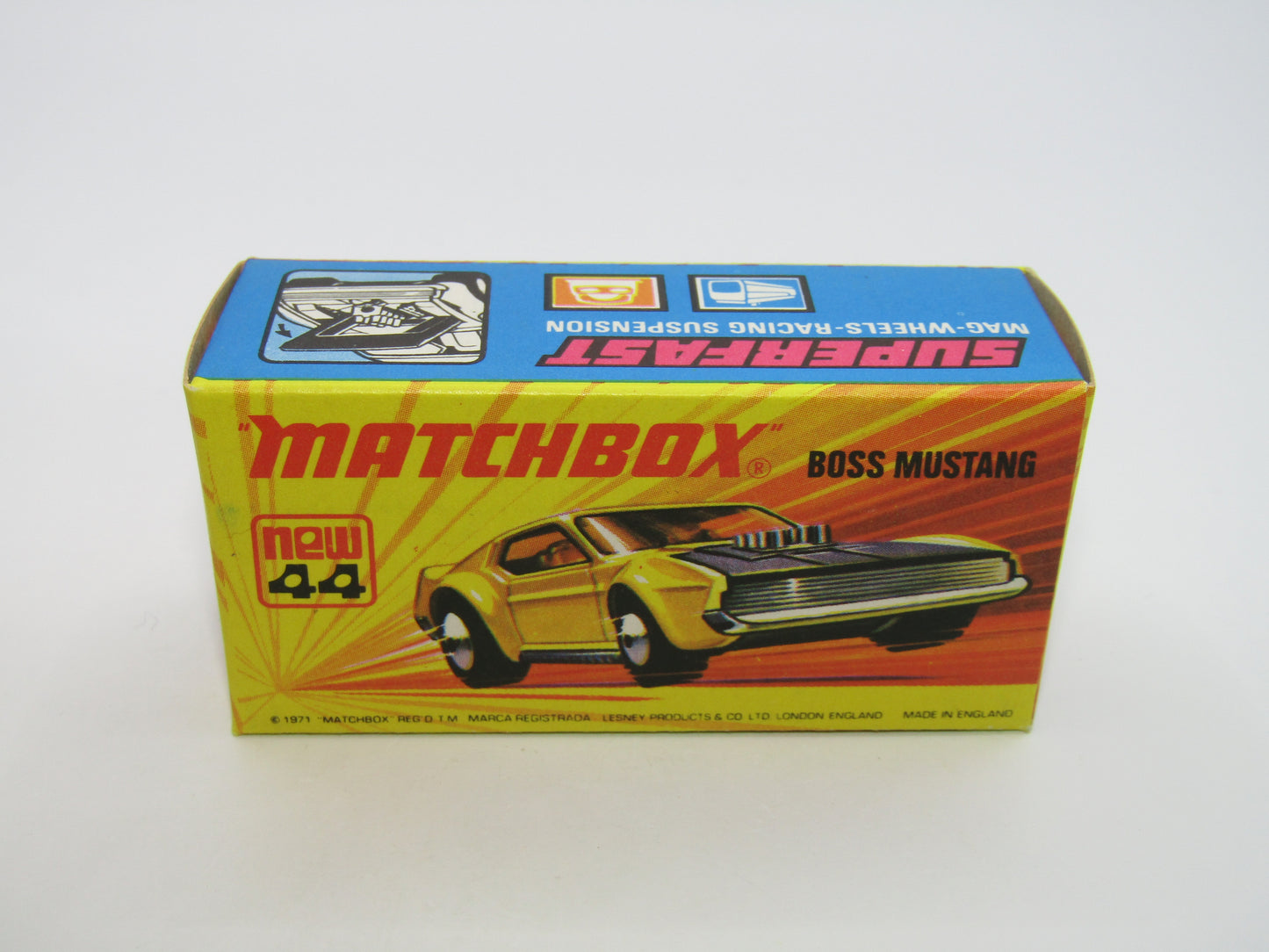 Matchbox Superfast 44B Boss Mustang Light Orange The Boss Outline Shadow Tampo